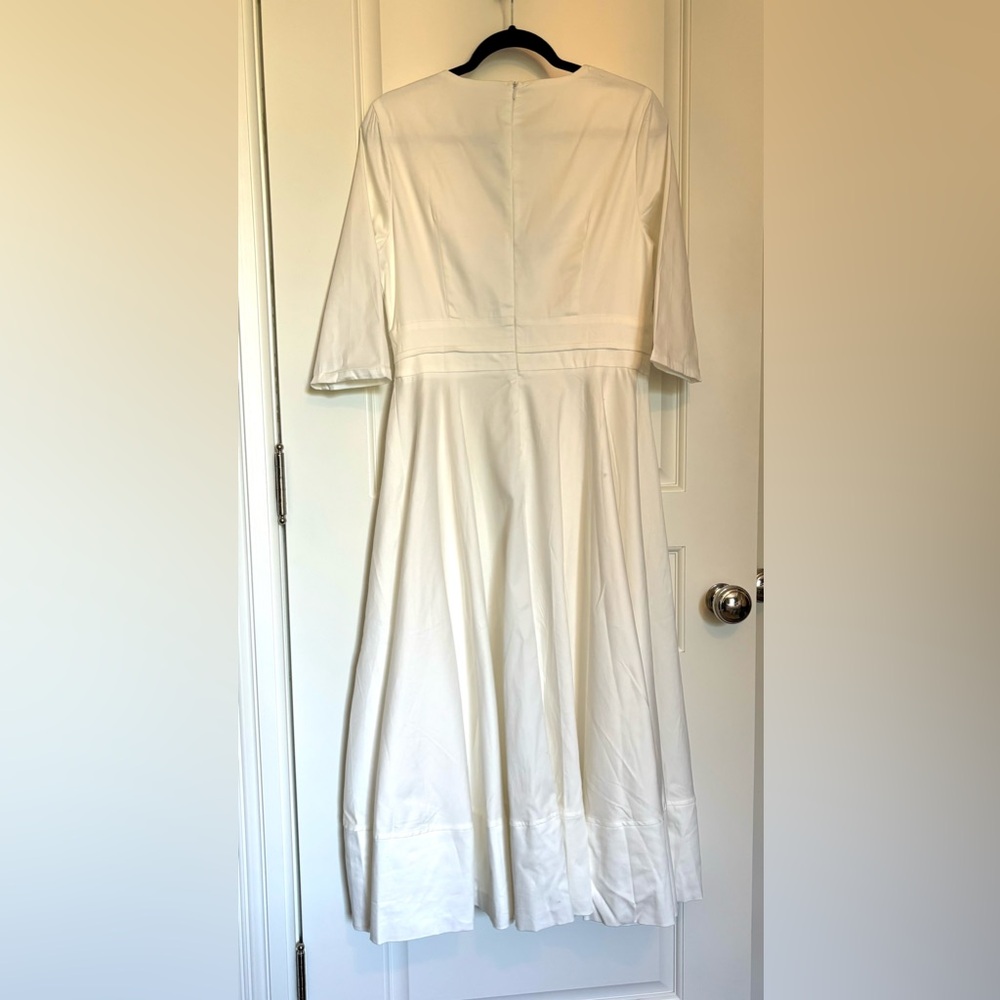 White Low V Dress